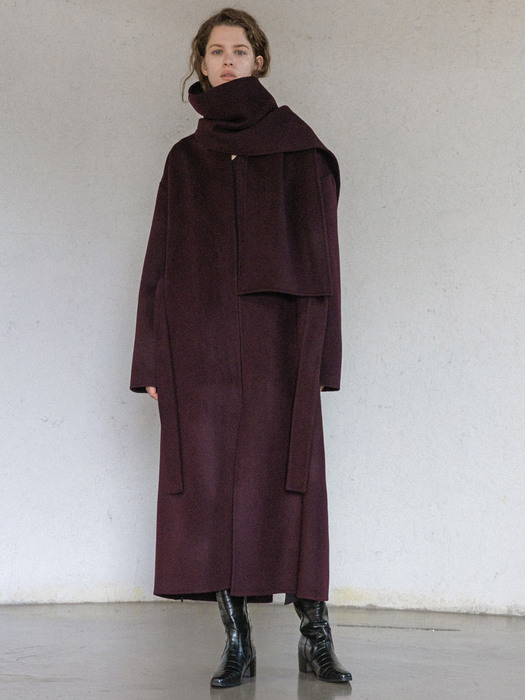 Pure Wool Muffler Robe Handmade Long Coat