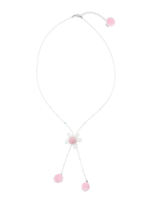 PomPom Daisy Beads Necklace (Clear)