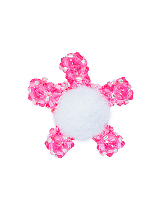 PomPom Daisy Beads Ring (Fuchsia Pink)