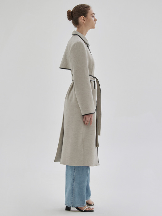 TRIMMING LONG COAT_BEIGE