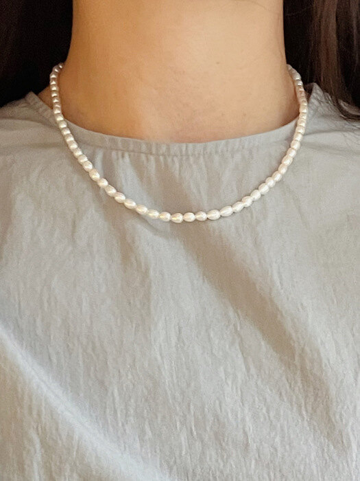 [Silver925] oar Classic Riz Pearl Necklace