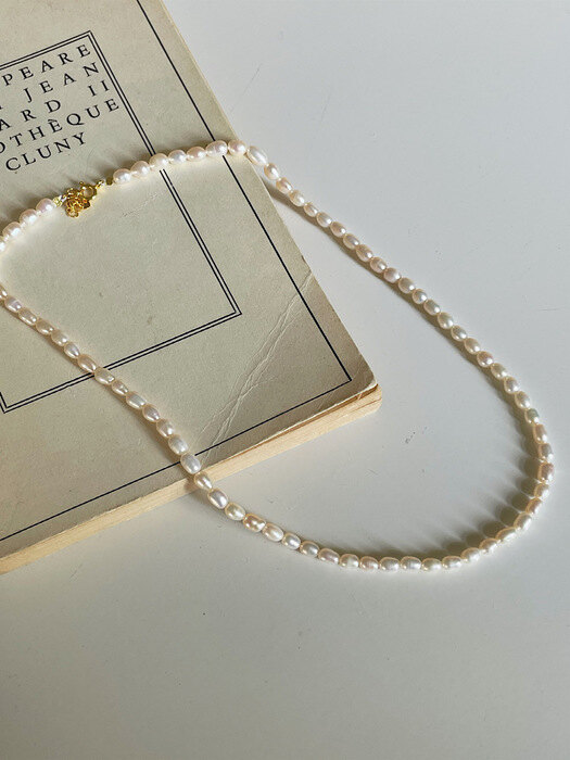 [Silver925] oar Classic Riz Pearl Necklace