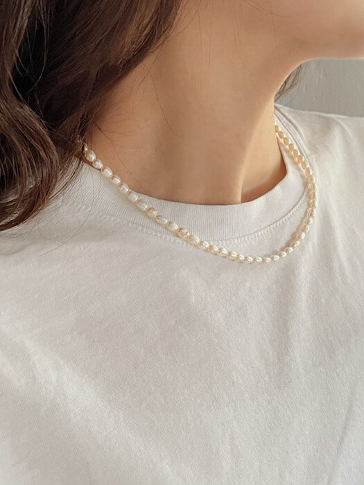 [Silver925] oar Classic Riz Pearl Necklace