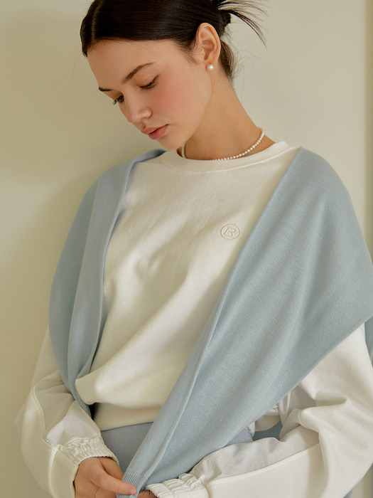 Whole garment layered knit shawl (sky blue)