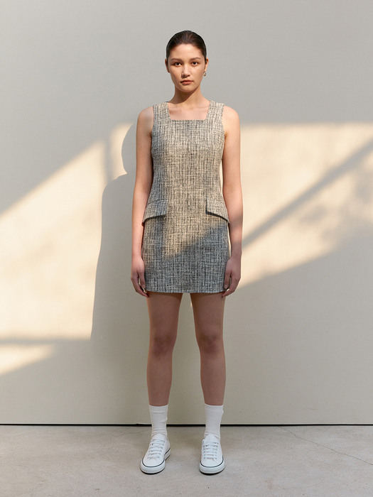 TWS SLEEVELESS TWEED MINI DRESS_2 COLOR