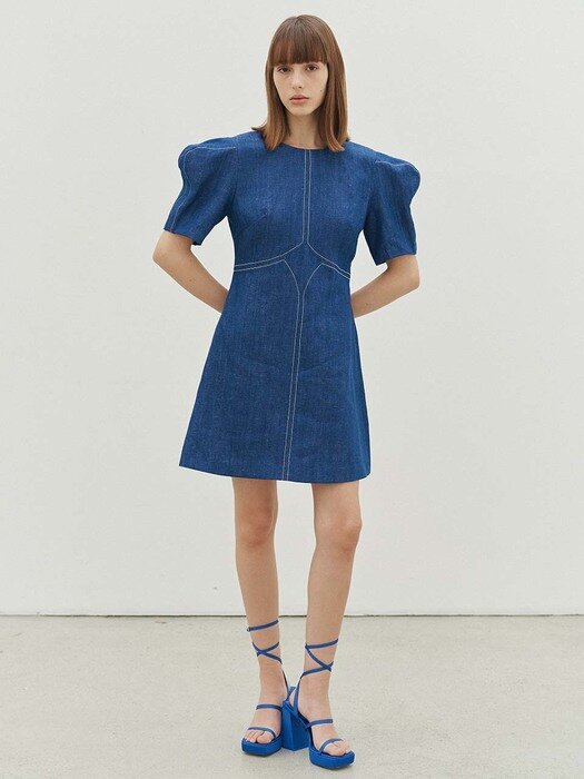 Dawn Linen Denim Minidress [Indigo Blue]