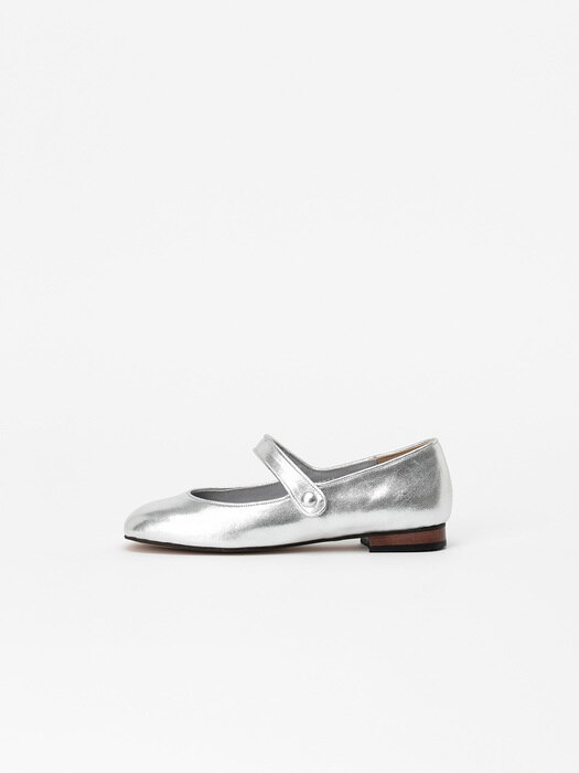 Amina Maryjane Flat Shoes in Champagne Silver