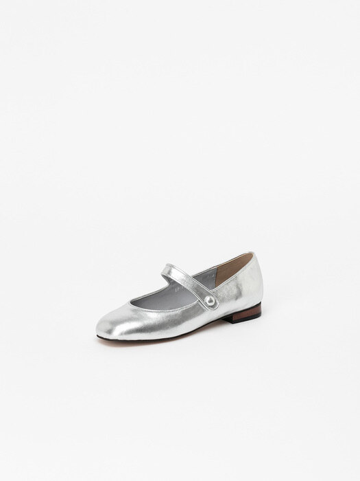 Amina Maryjane Flat Shoes in Champagne Silver