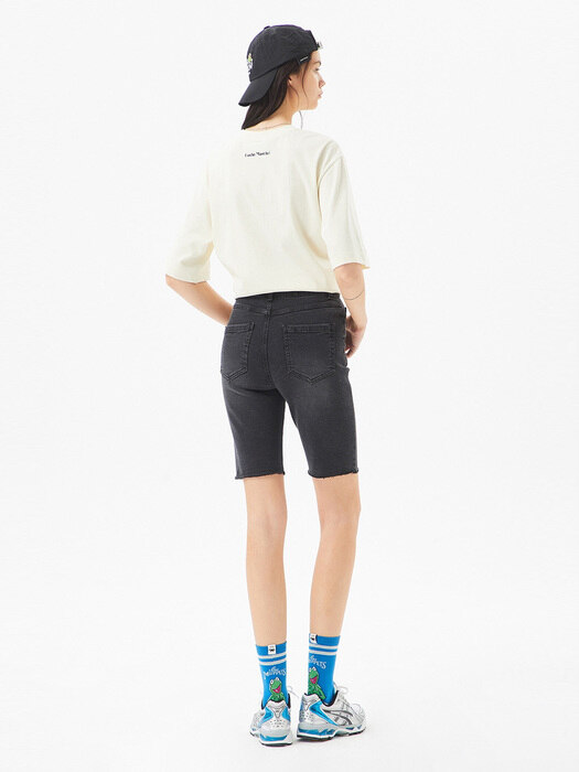 Brushed Slim Denim Shorts (for women)_QWPDX22405BKX