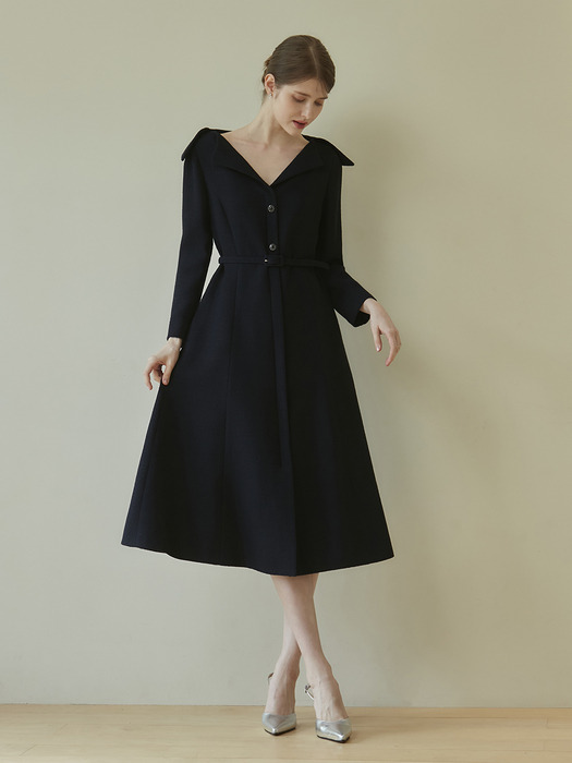 VICTORIA Tweed flared dress