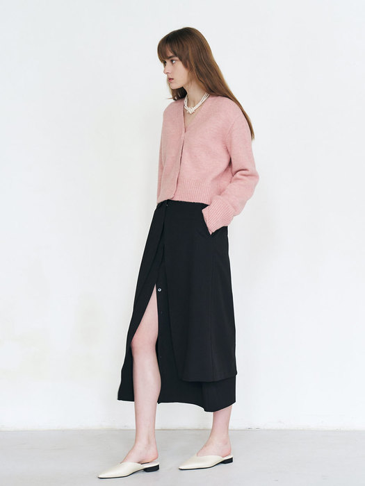 22 Fall_ Black Layered Midi Skirt