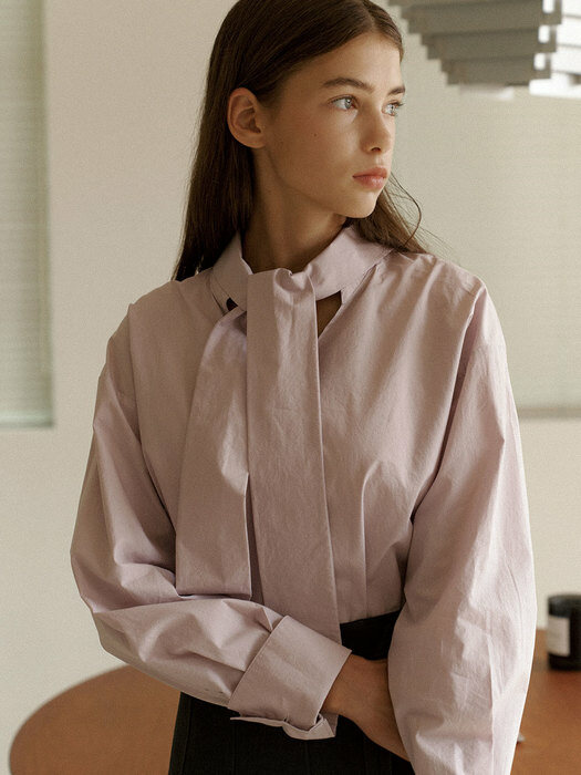 2.06 Tie shirt blouse (Grey lilac)