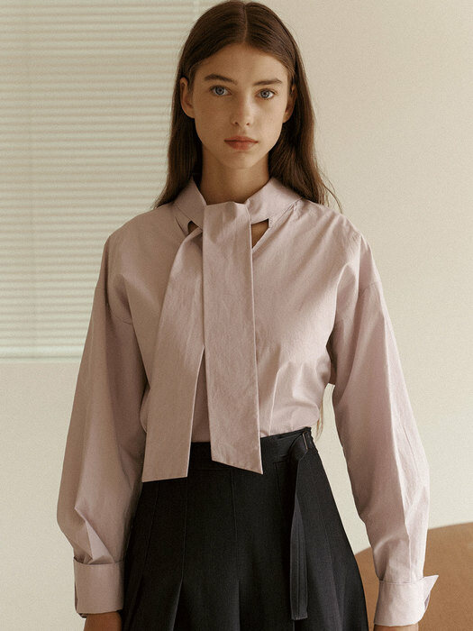 2.06 Tie shirt blouse (Grey lilac)