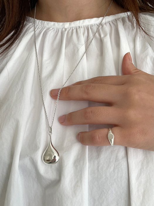 [silver925] big drop long necklace (60cm/80cm) - silver