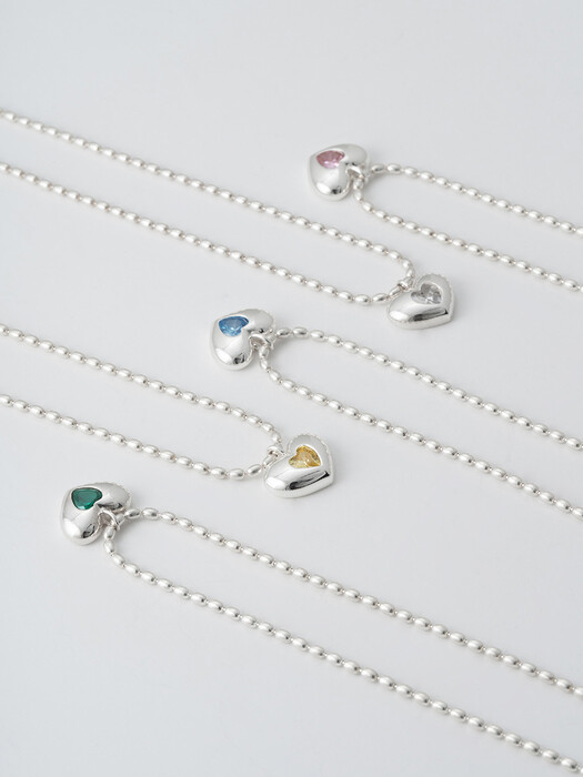 [단독](SILVER925) Heart Cubic Petit Plump Heart Necklace NZ2021(6Colors)