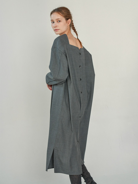 Wool open dress (Gray)