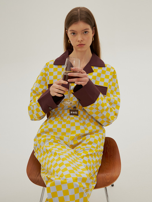 (Women) Therapist PJ Set (3pcs), Yellow Checkered