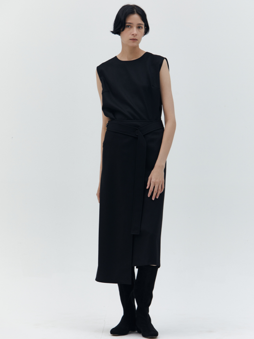 Merino Wool Wrap Skirt_BLACK