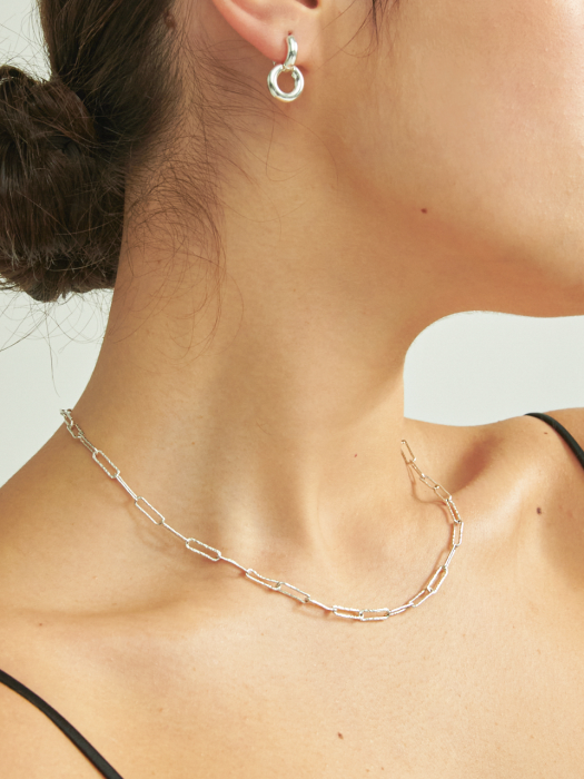 Texture Link Silver Necklace In407 [Silver]