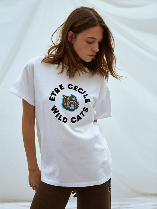 ETRE CECILE WILD CATS OVERSIZE T-SHIRT WHITE