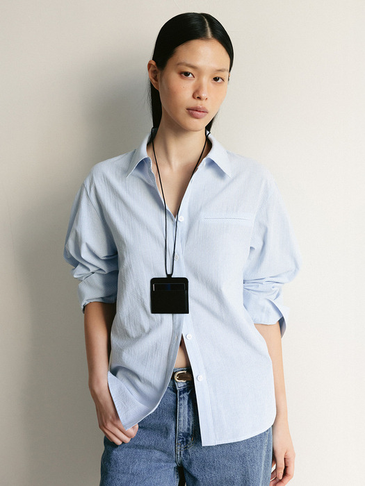 [9차]WATERLOO Volume sleeve shirt (Blue stripe/Ivory/Sky blue)