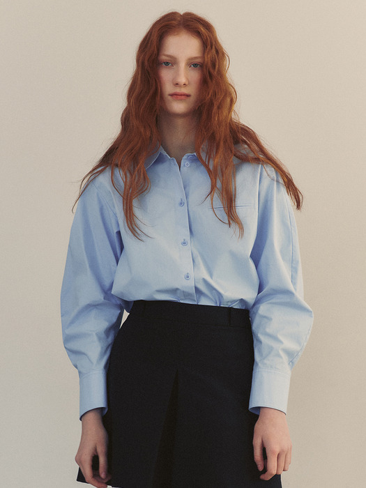[9차]WATERLOO Volume sleeve shirt (Blue stripe/Ivory/Sky blue)