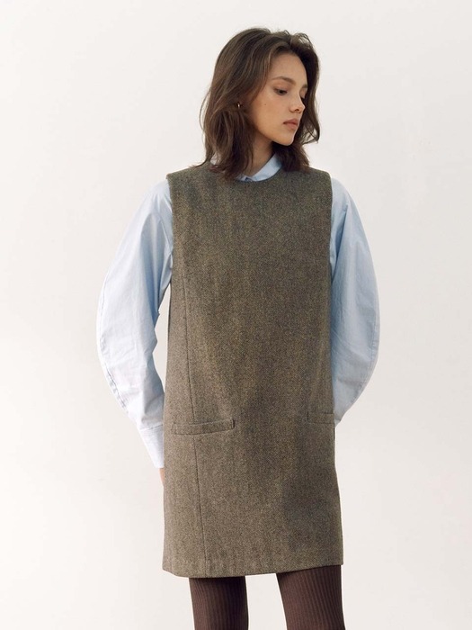 WATERLOO Volume sleeve shirt (Ivory/Sky blue)