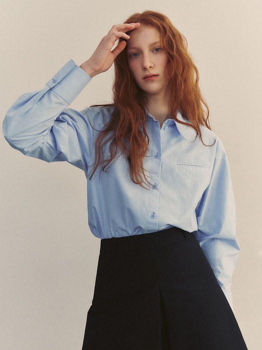 [9차]WATERLOO Volume sleeve shirt (Blue stripe/Ivory/Sky blue)