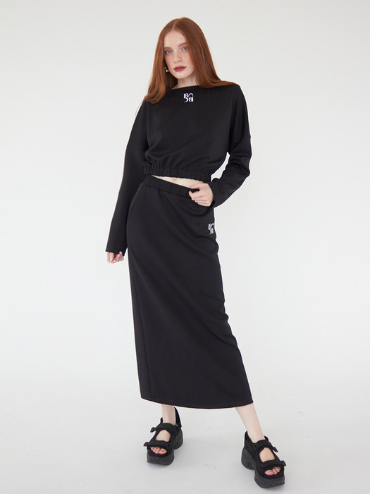 Daily comfort long skirt (Black)