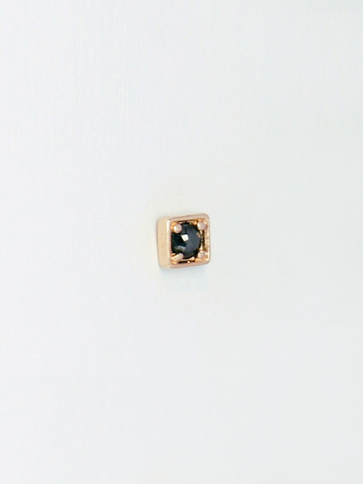 14K gold blue rough diamond earring & piercing