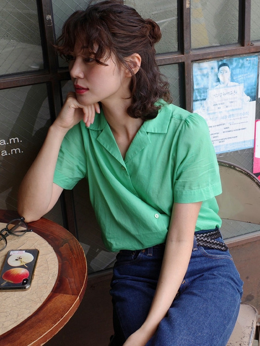 AMY PUFF BLOUSE_APPLE GREEN
