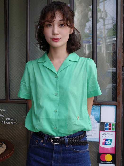 AMY PUFF BLOUSE_APPLE GREEN