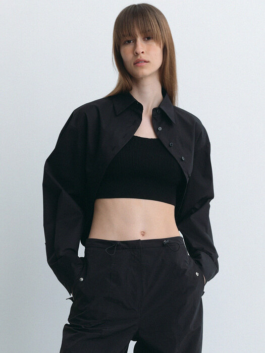 knitted ribbed crop top (black)