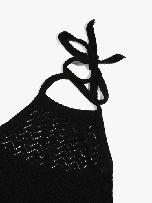 Summer skashi knit halterneck Black