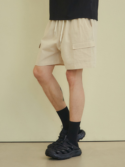 linen mini cago shorts(4col)