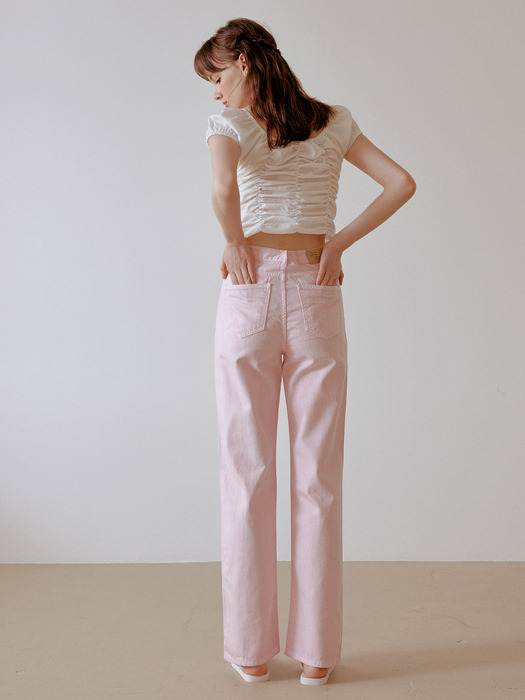 Pastel denim pants (pink)