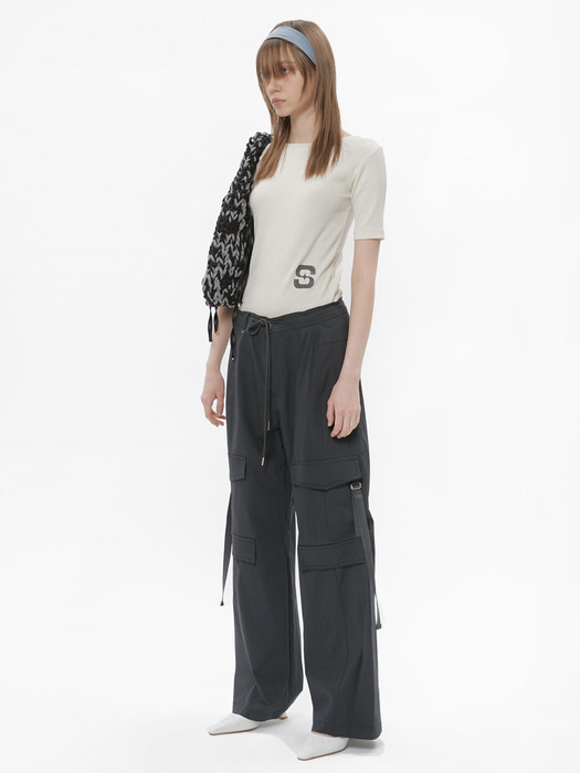  STRING CARGO PANTS, CHARCOAL