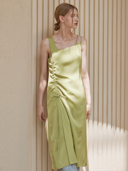 Unblanced shirring slip dress (2color)