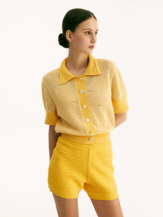 TWO TONED CROCHE KNIT - YELLOW