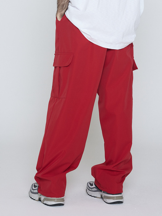 CB SEMI WIDE STRING CARGO PANTS (RED)