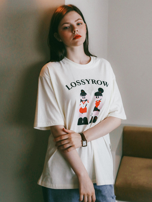 Lossyrow X Vanrora Graphic T-Shirt Cream