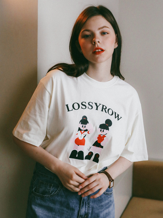 Lossyrow X Vanrora Graphic T-Shirt Cream