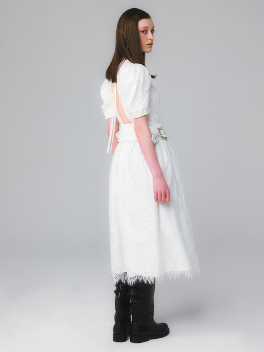 2-Way Flower Lace Dress / White