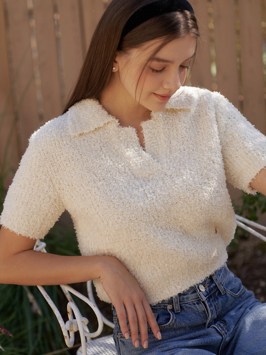 Pear open collar knit (ivory)