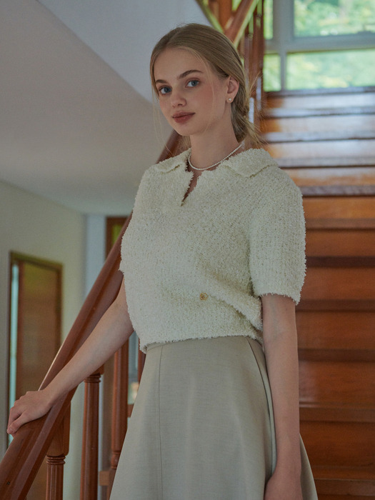 Pear open collar knit (ivory)