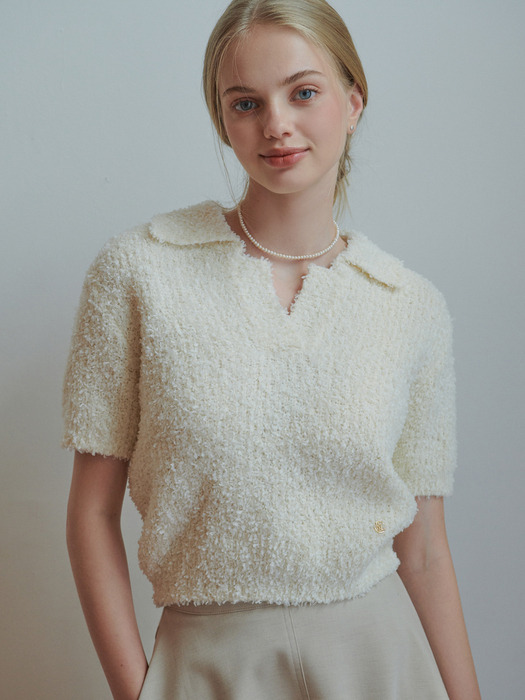 Pear open collar knit (ivory)