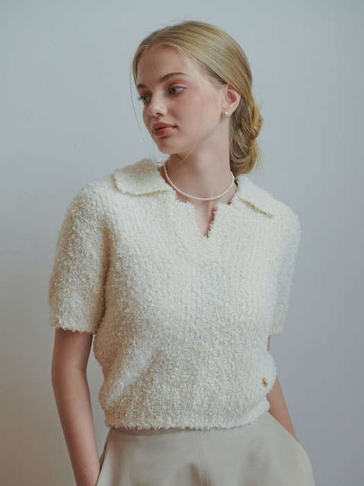 Pear open collar knit (ivory)