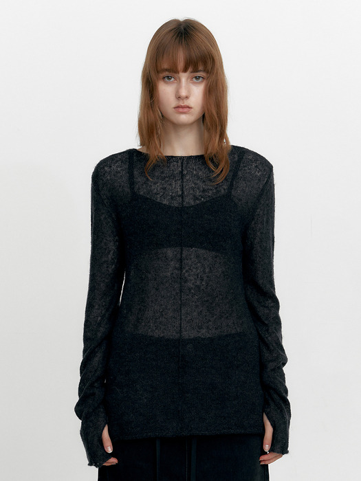 KID MOHAIR SHEER KNIT, CHARCOAL