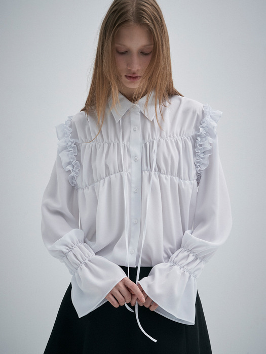 RUFFLE RIBBON BLOUSE_WHITE