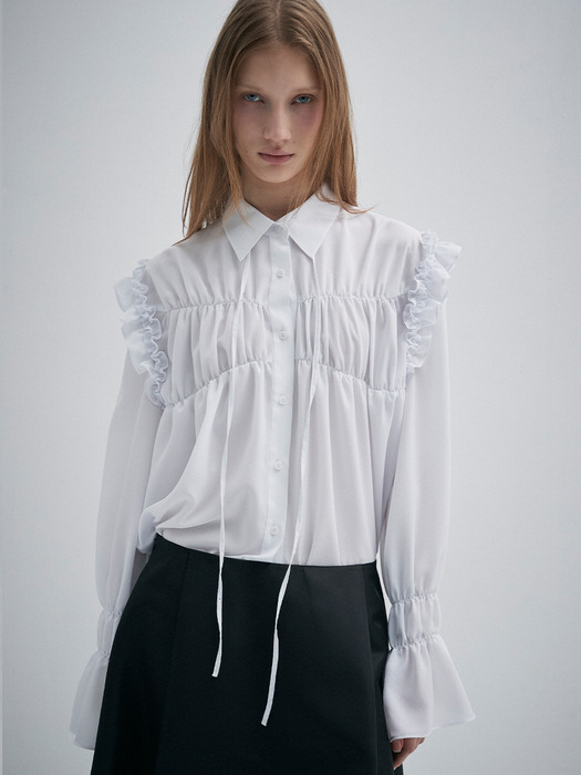 RUFFLE RIBBON BLOUSE_WHITE